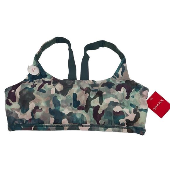 NWT Spanx Lavender and sage green printed Low Impact Sports Bra size medium - Picture 3 of 7